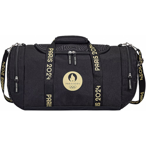 SAC DUFFEL NOIR ET OR  (26x50x26cm) 